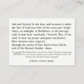 Carte sainte de prière de Novena de Noël (Dos)