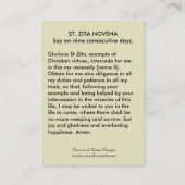 Carte sainte de prière de Novena de Vierge de St (Dos)