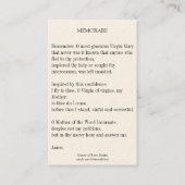 Carte sainte de prière vintage de Mary Jésus (Dos)