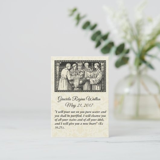 Carte sainte de souvenir baptismal catholique de (Debout devant)