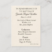 Carte sainte de souvenir de bébé de croix (Dos)