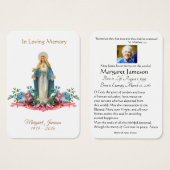 Carte Sainte du Mémorial funéraire catholique Vier (Devant & derrière)