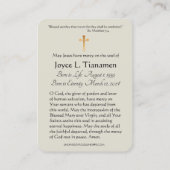 Carte Sainte du Mémorial funéraire catholique Vier (Dos)