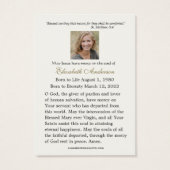 Carte Sainte du Mémorial funéraire catholique Vier (Dos)