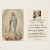 Carte Sainte du Mémorial funéraire catholique Vier (Devant & derrière)