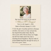 Carte Sainte du Mémorial funéraire catholique Vier (Dos)