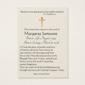 Carte Sainte du Mémorial funéraire catholique Vier (Dos)