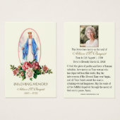 Carte Sainte du Mémorial funéraire catholique Vier (Devant & derrière)