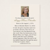 Carte Sainte du Mémorial funéraire catholique Vier (Dos)