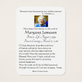 Carte Sainte du Mémorial funéraire catholique Vier (Dos)