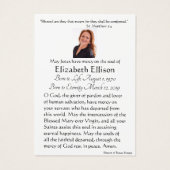 Carte Sainte du Mémorial funéraire catholique Vier (Dos)