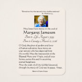 Carte Sainte du Mémorial funéraire catholique Vier (Dos)