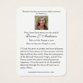 Carte Sainte du Mémorial funéraire catholique Vier (Dos)