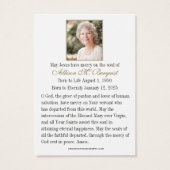 Carte Sainte du Mémorial funéraire catholique Vier (Dos)