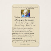 Carte Sainte du Mémorial funéraire catholique Vier (Dos)