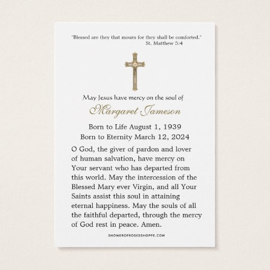 Carte Sainte du Mémorial funéraire catholique Vier (Dos)