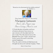 Carte Sainte du Mémorial funéraire catholique Vier (Dos)