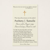 Carte Sainte du Mémorial funéraire catholique Vier (Dos)