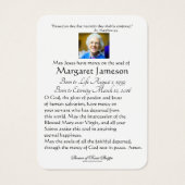 Carte Sainte du Mémorial funéraire catholique Vier (Dos)