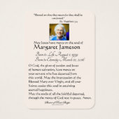 Carte Sainte du Mémorial funéraire catholique Vier (Dos)