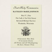 Carte Sainte du Souvenir catholique de la première (Dos)