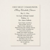 Carte Sainte du Souvenir catholique de la première (Dos)