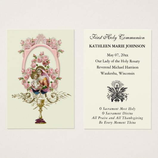 Carte Sainte du Souvenir catholique de la première (Devant & derrière)