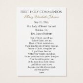 Carte Sainte du Souvenir catholique de la première (Dos)