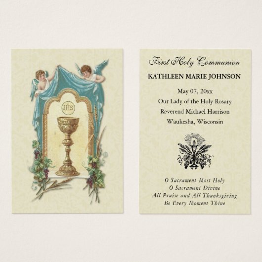 Carte Sainte du Souvenir catholique de la première (Devant & derrière)