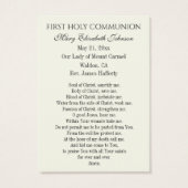 Carte Sainte du Souvenir catholique de la première (Dos)