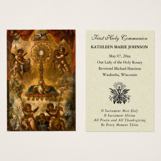 Carte Sainte du Souvenir catholique de la première (Devant & derrière)