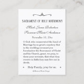 Carte Sainte en verre tendu Mariage catholique (Dos)