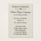 Carte Sainte Espagnole pour la Première Communion (Dos)