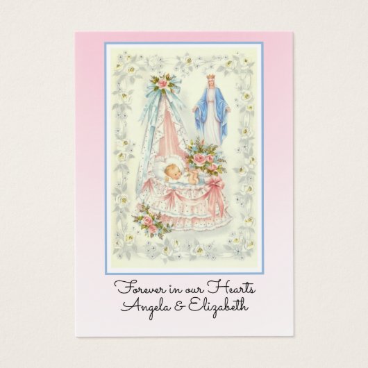Carte Sainte Funéraire pour Jumeaux Bébés - (Devant)