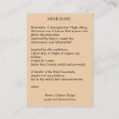 Carte sainte impeccable de Mary Memorare (Dos)