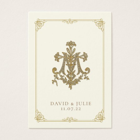 Carte sainte ivoire et or Mariage Marian Cross (Devant)