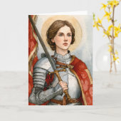 Carte Sainte Jeanne d'Arc en armure (Fleur jaune)