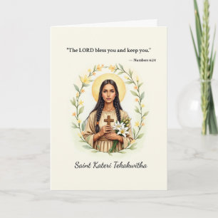 Carte Sainte Kateri Tekakwitha Paix et Bénédictions de D