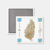 Carte Sainte-Lucie + Indicateurs Magnet (Recto/Verso)