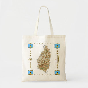 Carte Sainte-Lucie + Sac à drapeaux