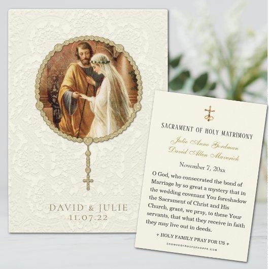Carte sainte Mariage catholique traditionnelle