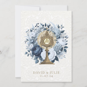 Carte Sainte Mariage de Monstrance Florale Bleue C