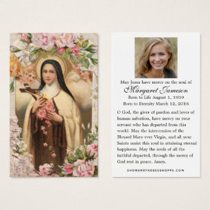 Carte Sainte Mémorial Funéraire St. Therese Roses