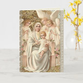 Carte Sainte Mère avec les anges de la fête de Jésus béb (Fleur jaune)