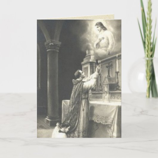 Carte Sainte Messe Catholique Offrant Sacré Coeur Jésus (Devant)