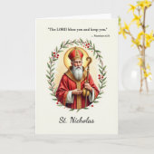 Carte Sainte Nicolas, Écriture de la Paix et des Bénédic (Fleur jaune)