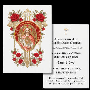CARTE SAINTE PROFESSION DE VOEUX DE RELIGIEUSE CAT