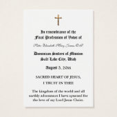 CARTE SAINTE PROFESSION DE VOEUX DE RELIGIEUSE CAT (Dos)