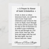 Carte Sainte Scholastica Religieux Nun Prière Catholique (Dos)
