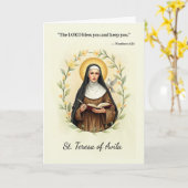 Carte Sainte Thérèse d'Avila Paix et Bénédictions de Die (Fleur jaune)